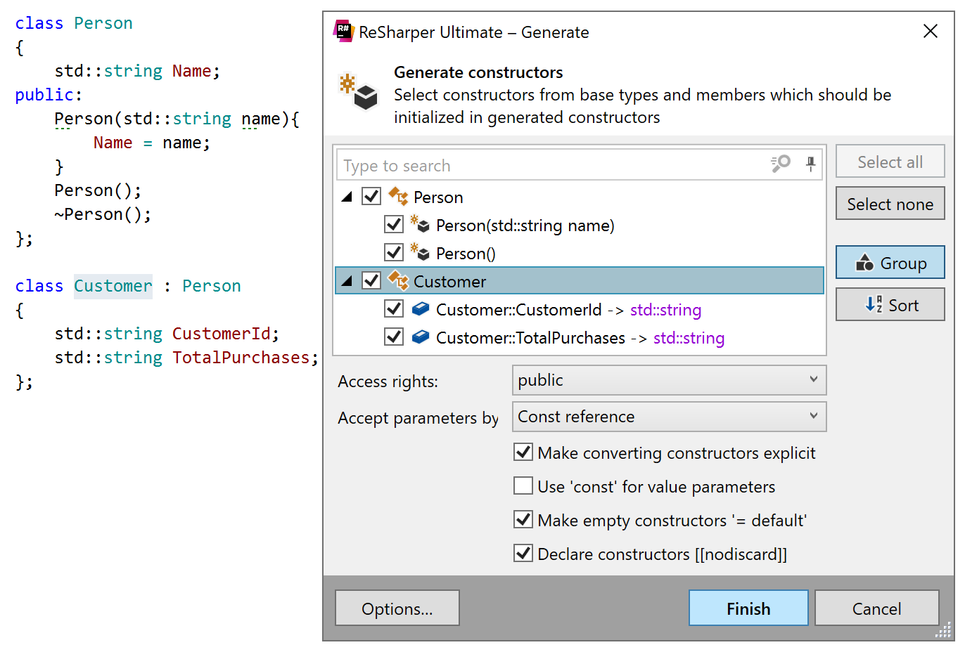 Generating constructors for C++ class Generating constructors for C++ class