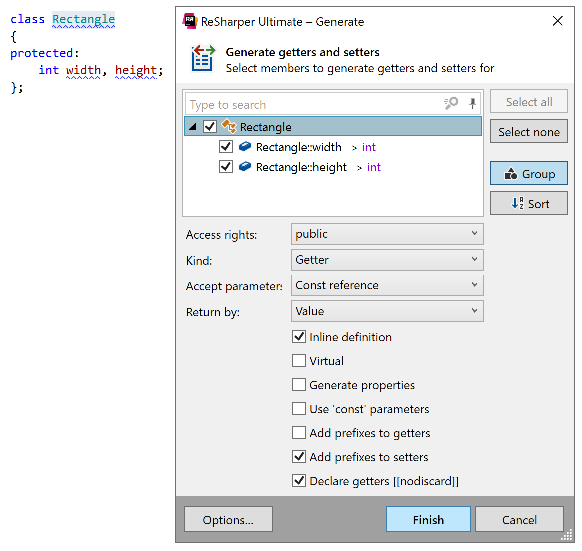 Generating getters and setters for C++ class Generating getters and setters for C++ class