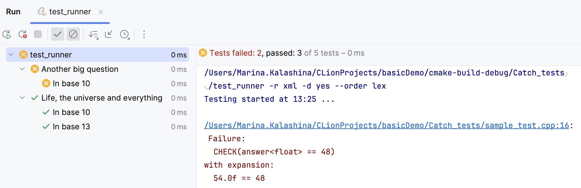 The Test runner window The Test runner window
