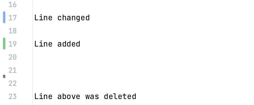 Highlighting colors for added, changed, and deleted lines Highlighting colors for added, changed, and deleted lines