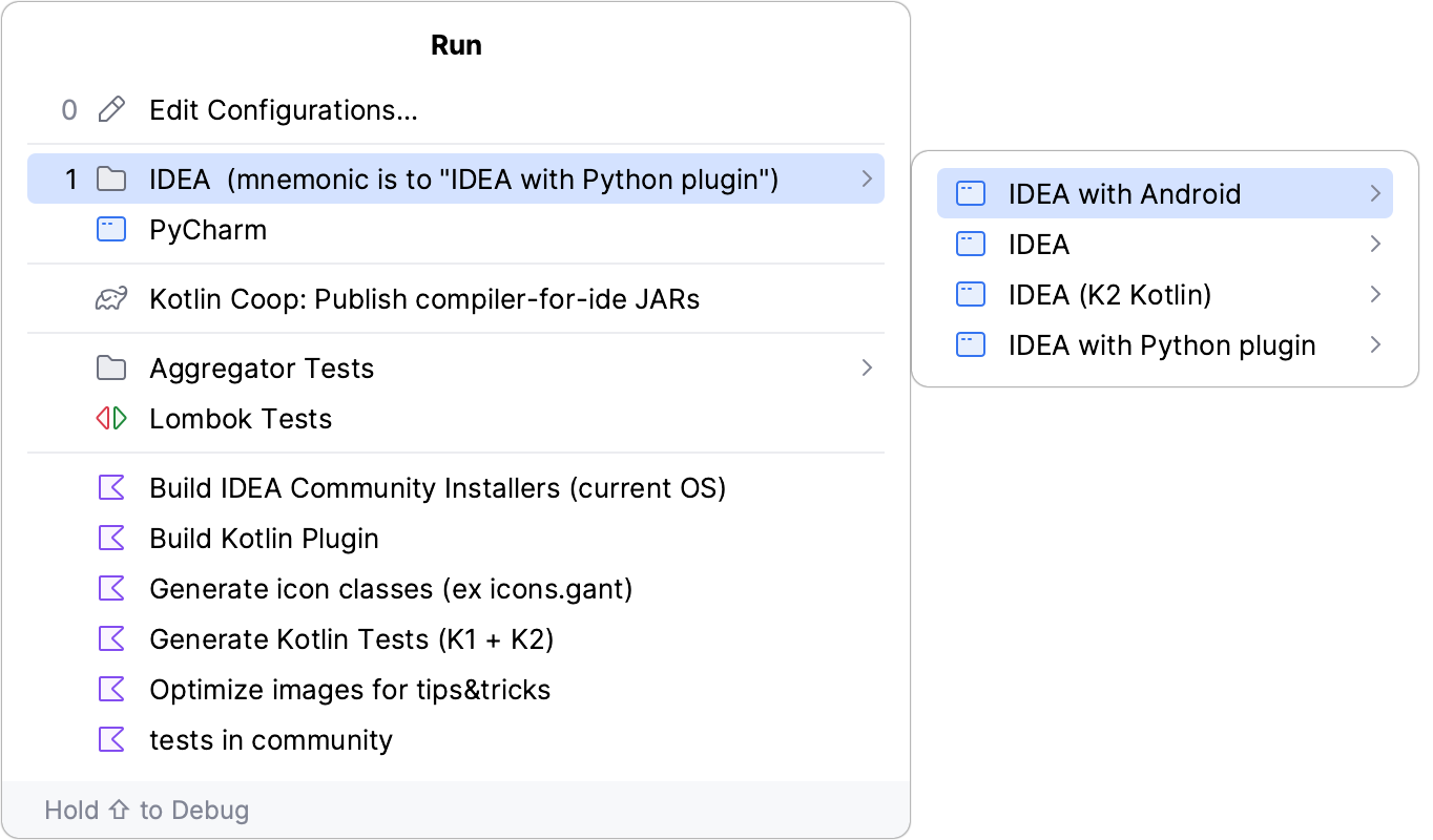 Grouped run configurations Grouped run configurations