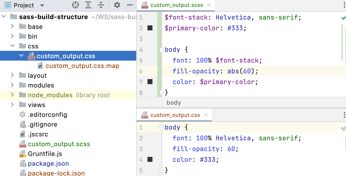 Custom settings: the output is stored in a separate folder Custom settings: the output is stored in a separate folder