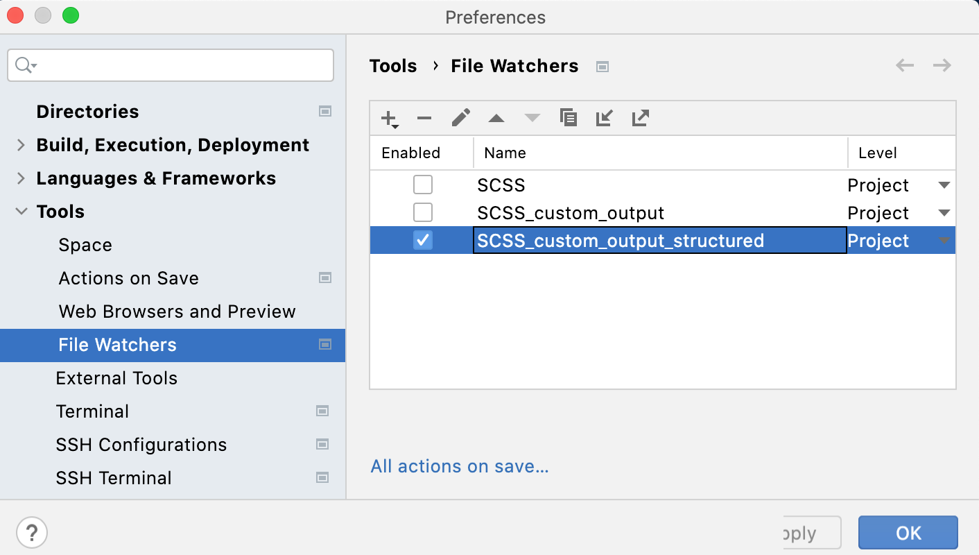 Custom output with folder structure: File Watcher saved and enabled Custom output with folder structure: File Watcher saved and enabled