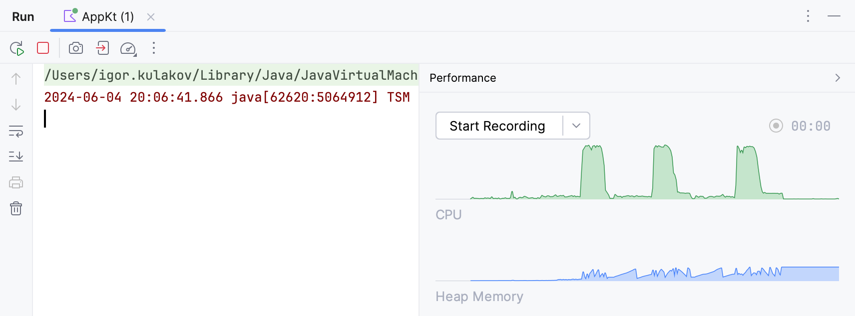CPU and Memory Live Charts in the Run tool window CPU and Memory Live Charts in the Run tool window
