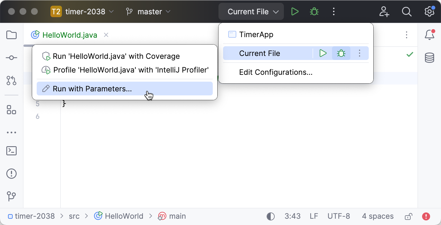 More options for running current file More options for running current file