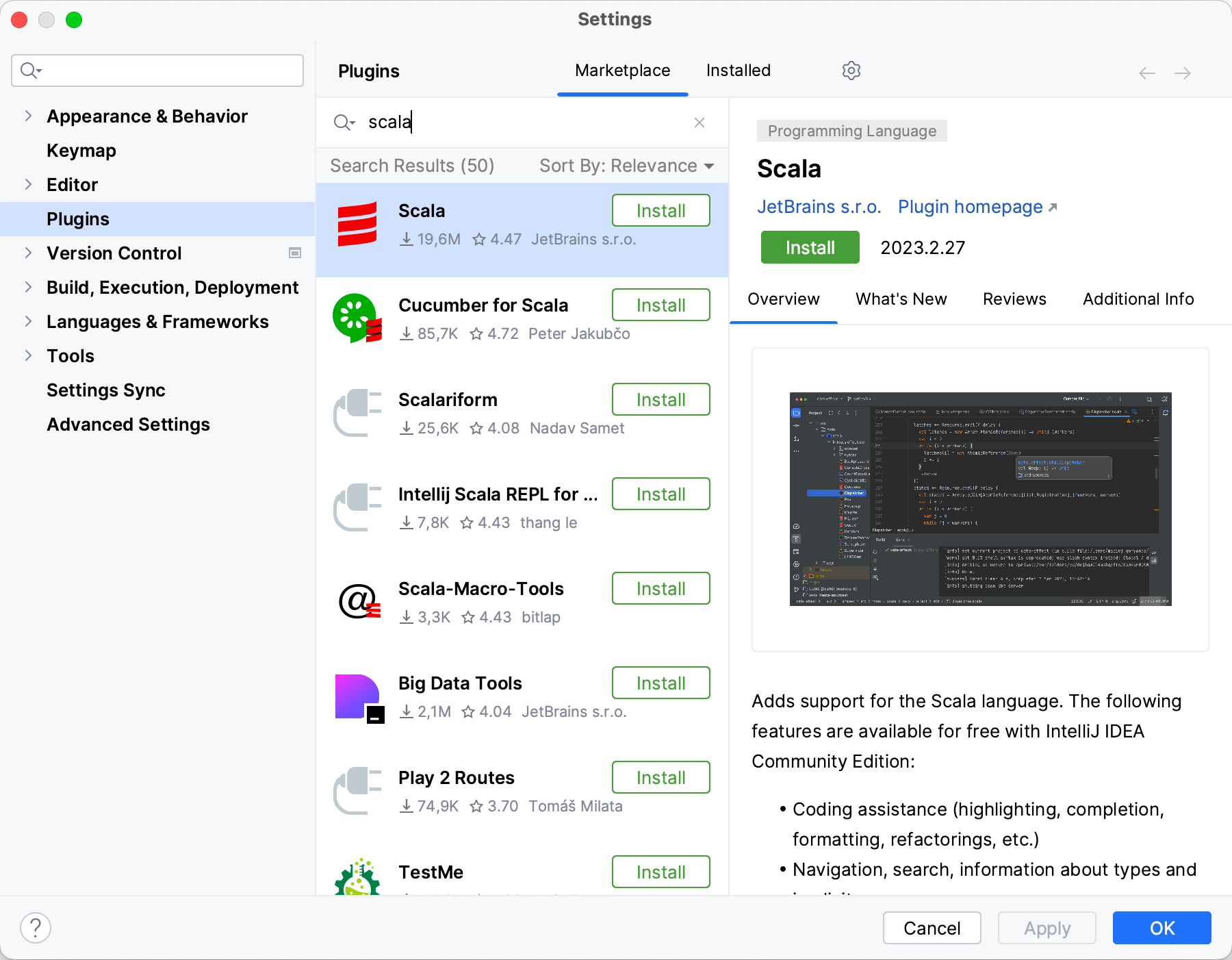 Scala plugin page Scala plugin page