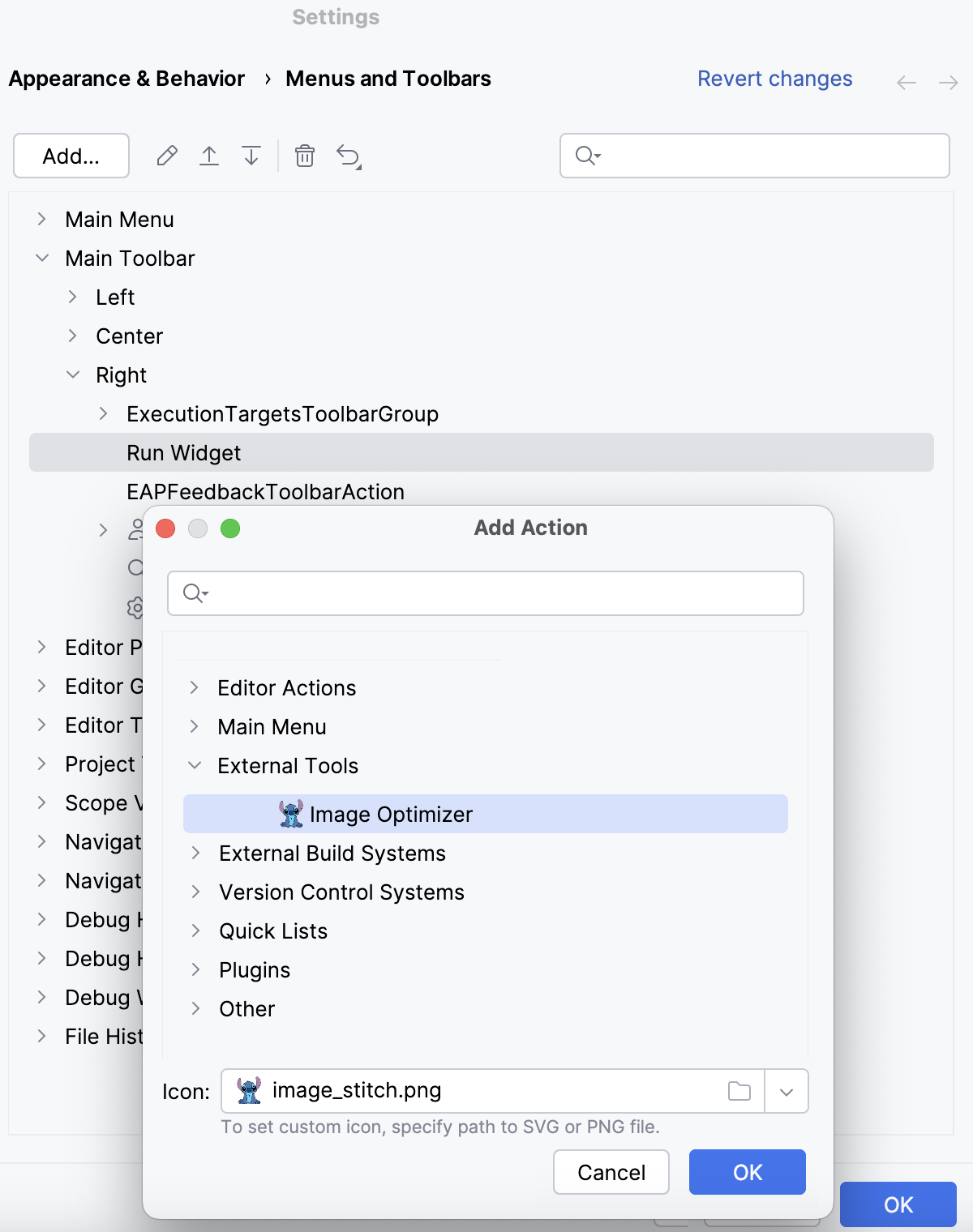Create external tool: add an icon to the toolbar