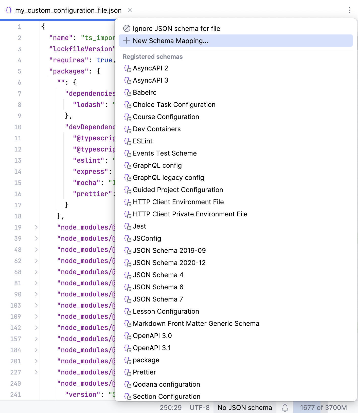 No JSON schema for the current file No JSON schema for the current file