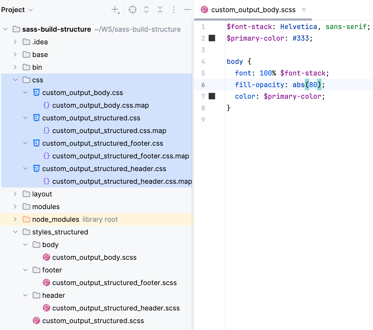 Custom output: the generated files are stored in a separate folder in a plain structure Custom output: the generated files are stored in a separate folder in a plain structure