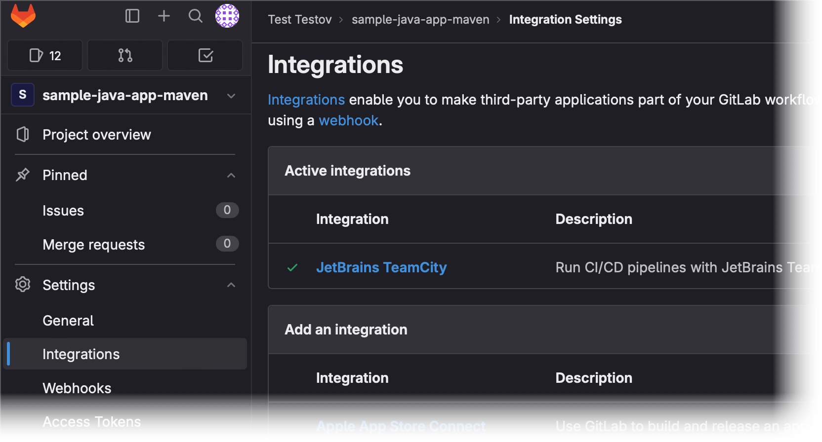 GitLab TeamCity integration GitLab TeamCity integration
