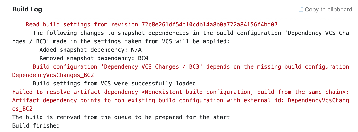 Failing chain from custom branch Failing chain from custom branch